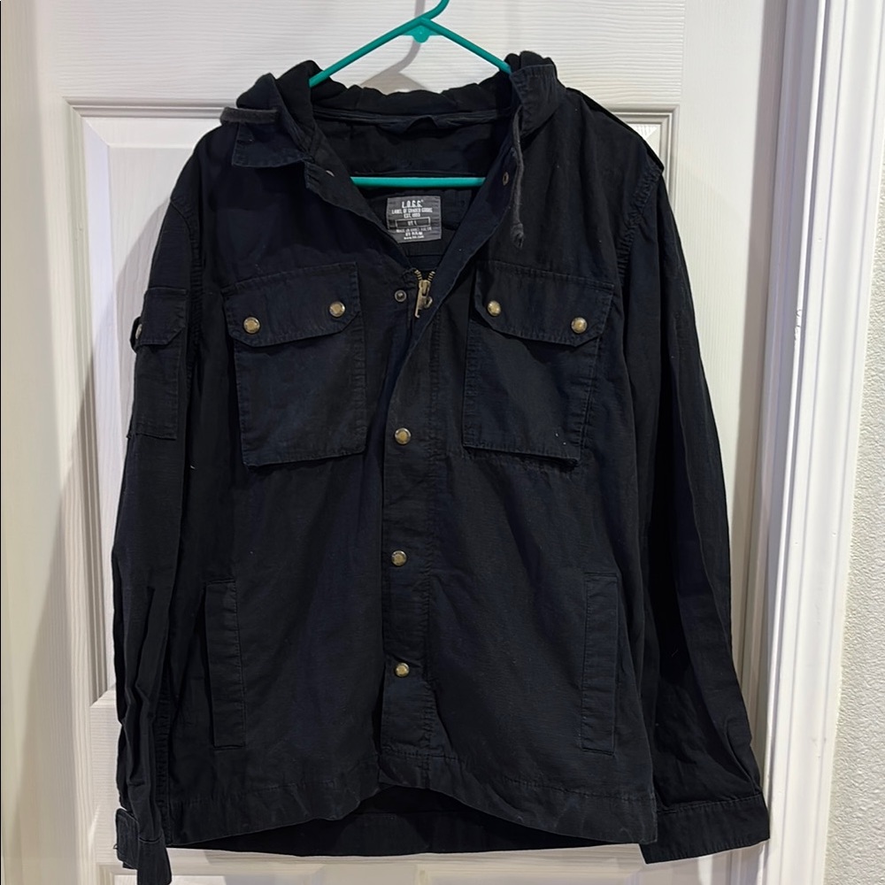 Black Military Field Jacket with Hood